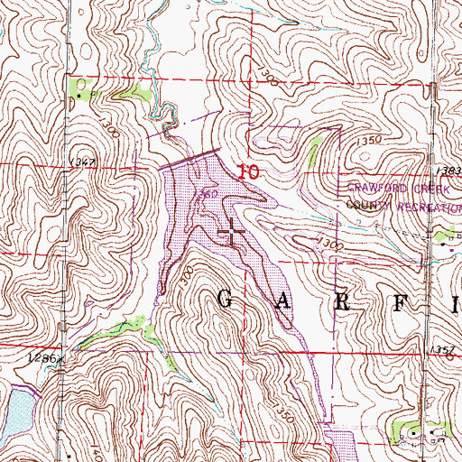 Topographic Map of Crawford Creek County Recreation Area, IA
