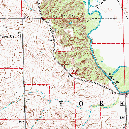 Topographic Map of Salt Creek Wildlife Area, IA