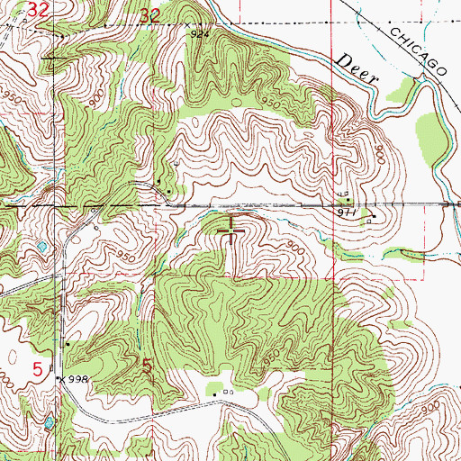 Topographic Map of Bruner Post Office (historical), IA