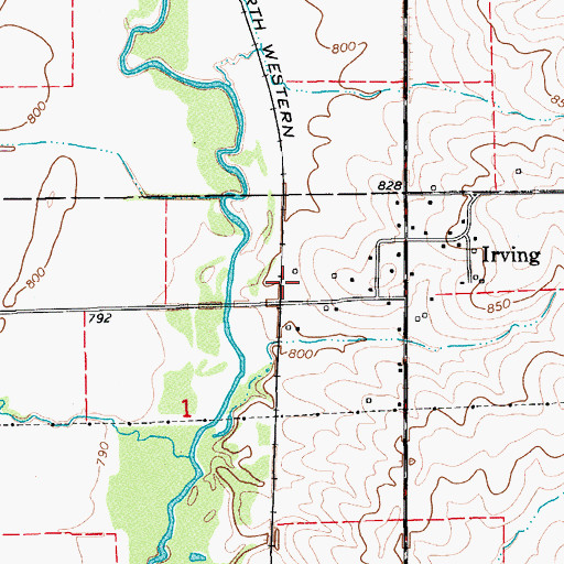 Topographic Map of Irving (historical), IA
