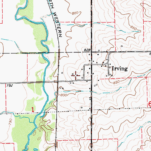 Topographic Map of Irving Post Office (historical), IA