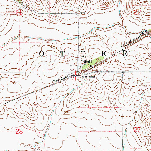 Topographic Map of Tamaville Post Office (historical), IA