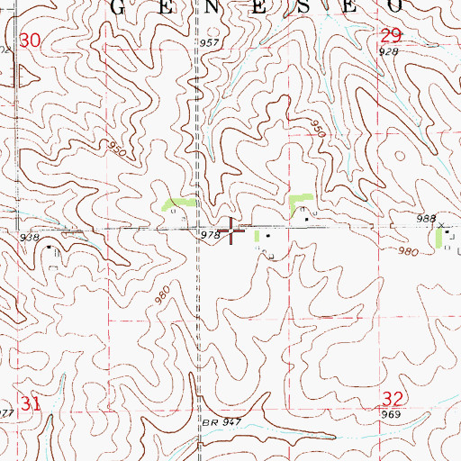 Topographic Map of Geneseo Post Office (historical), IA