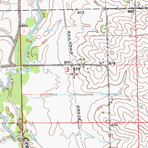 Topographic Map of Waltham Post Office (historical), IA