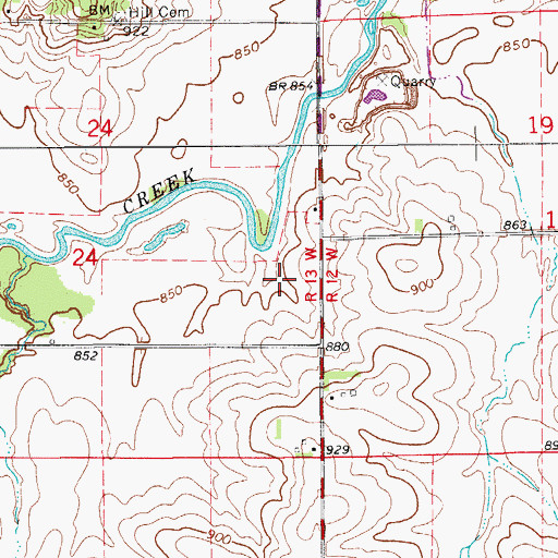 Topographic Map of Mooreville Post Office (historical), IA