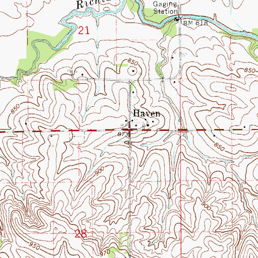 Topographic Map of Eureka Post Office (historical), IA