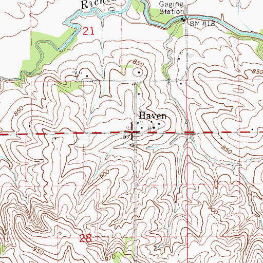 Topographic Map of Haven Post Office (historical), IA