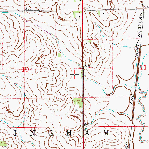 Topographic Map of Bovina Post Office (historical), IA