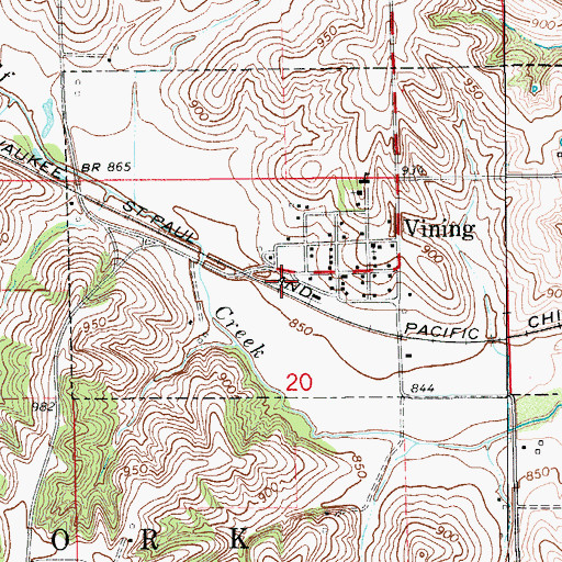 Topographic Map of Vining (historical), IA