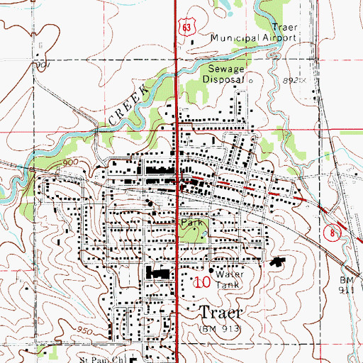 Topographic Map of Traer City Hall, IA