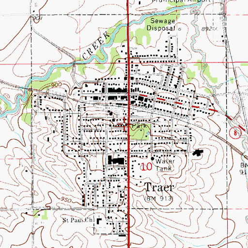 Topographic Map of Traer United Methodist Church, IA
