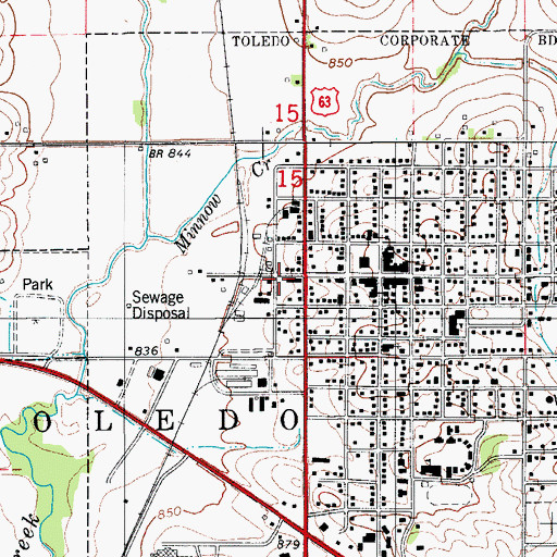 Topographic Map of Toledo Volunteer Fire Department and Emergency Services, IA