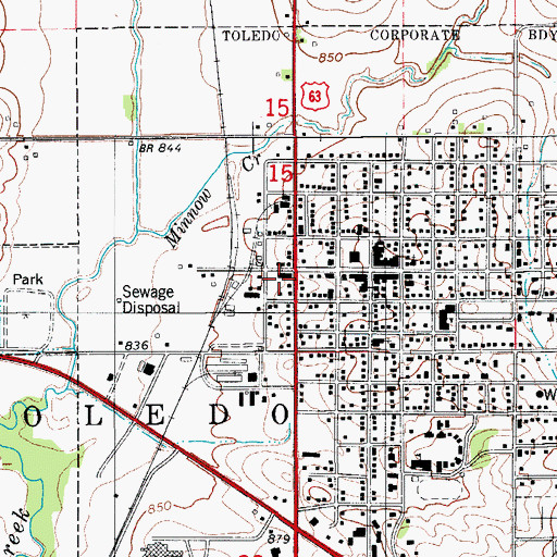 Topographic Map of Toledo Post Office, IA