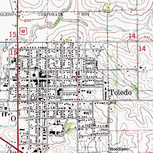 Topographic Map of Toledo United Methodist Church, IA