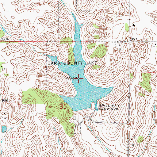 Topographic Map of Otter Creek Lake, IA