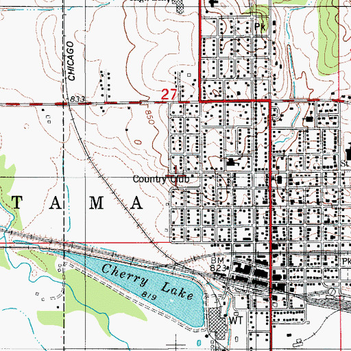 Topographic Map of Tama Toledo Country Club, IA