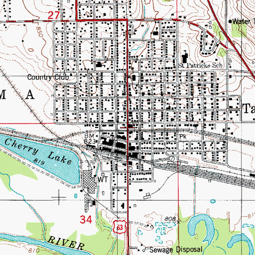 Topographic Map of Tama Post Office, IA