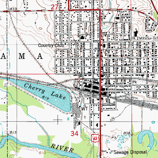 Topographic Map of Tama Public Library, IA