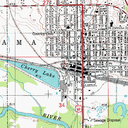 Topographic Map of Tama Police Department, IA