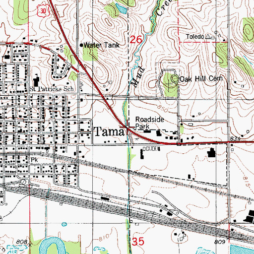 Topographic Map of Lincoln Highway Bridge, IA