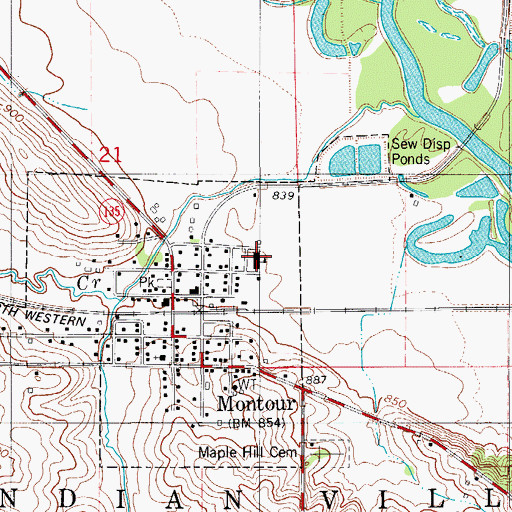 Topographic Map of Montour Elementary School, IA