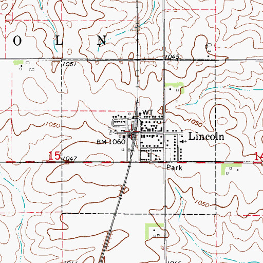 Topographic Map of Lincoln City Hall, IA