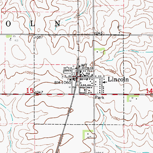 Topographic Map of Lincoln (historical), IA