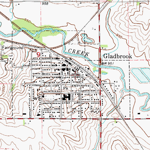 Topographic Map of Gladbrook Co-op Company Elevator, IA