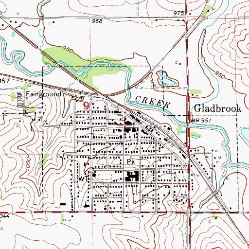 Topographic Map of Gladbrook Family Health Center, IA