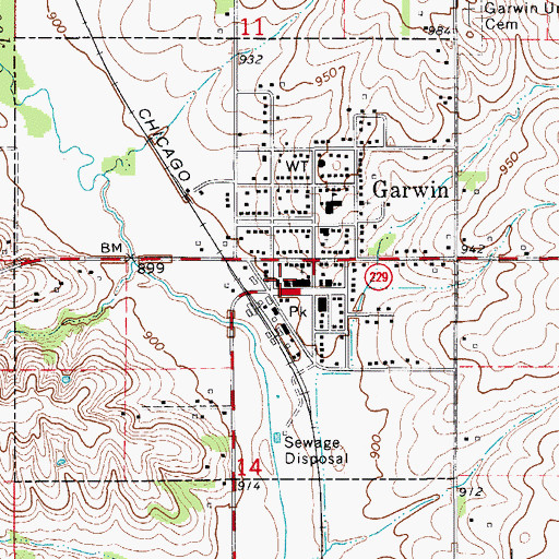 Topographic Map of Garwin Library, IA