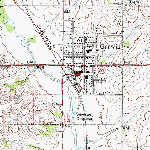 Topographic Map of Garwin City Hall, IA