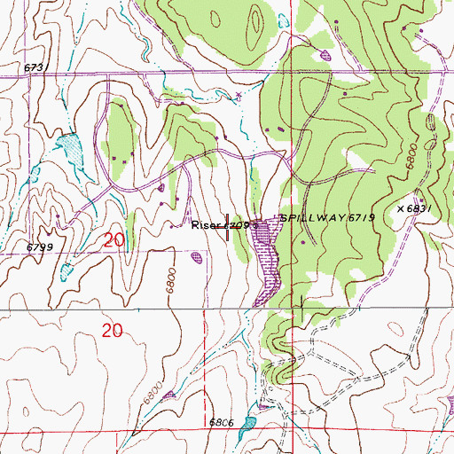 Topographic Map of Kiowa Creek Watershed 3-B-50 Dam, CO