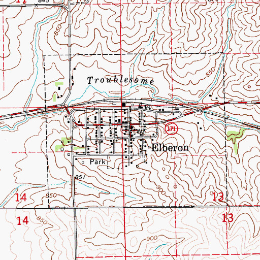 Topographic Map of Elberon Volunteer Fire and Rescue, IA