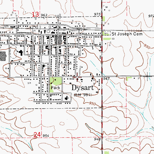 Topographic Map of Dysart Fairground, IA