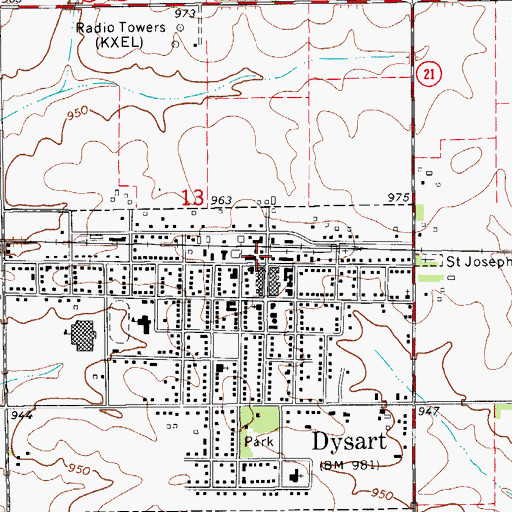 Topographic Map of Dysart Police Department, IA