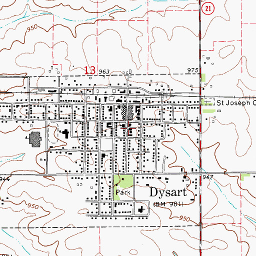Topographic Map of Dysart Fire Department, IA