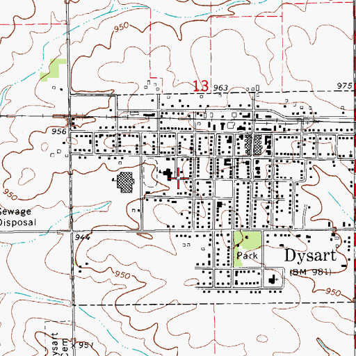 Topographic Map of Sunnycrest Nursing Center, IA