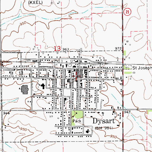 Topographic Map of Dysart Assembly of God Church, IA