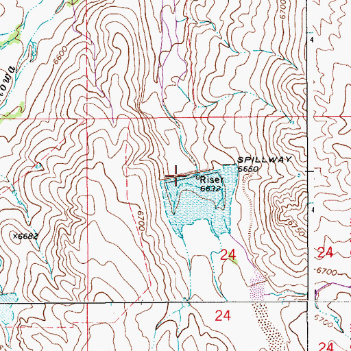 Topographic Map of Kiowa Creek Watershed 3-D-10 Dam, CO