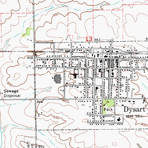 Topographic Map of Dysart - Geneseo Elementary School, IA