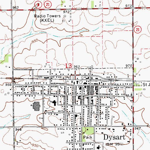 Topographic Map of Dysart (historical), IA