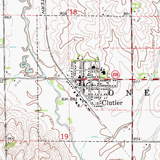 Topographic Map of Clutier City Hall, IA