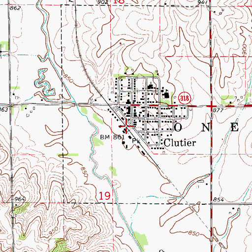 Topographic Map of Clutier (historical), IA