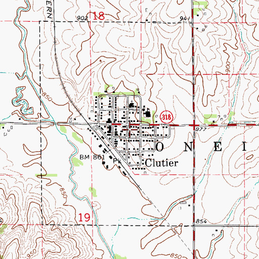 Topographic Map of Clutier Community Church, IA