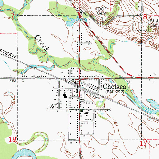 Topographic Map of Chelsea Fire Department, IA