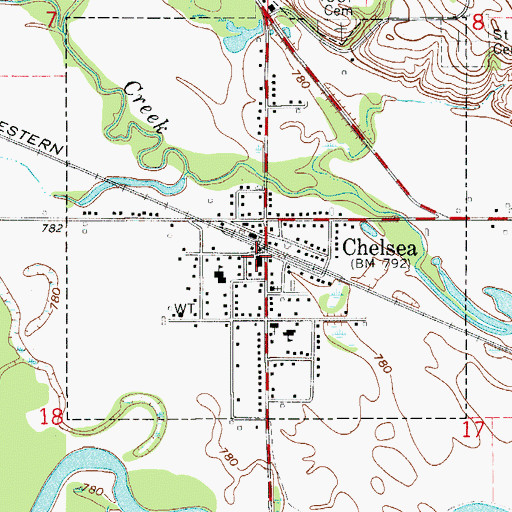 Topographic Map of Chelsea City Hall, IA