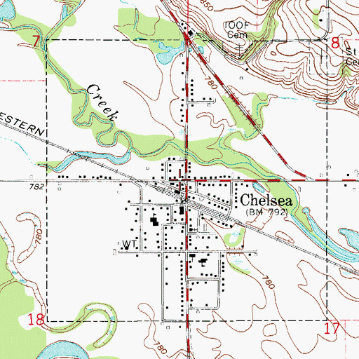 Topographic Map of Chelsea Post Office, IA