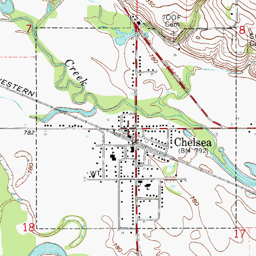 Topographic Map of Chelsea, IA