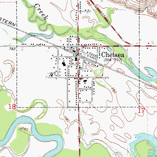 Topographic Map of Chelsea United Methodist Church, IA