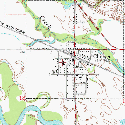 Topographic Map of Chelsea Elementary School, IA